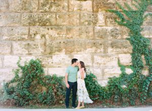 natural stone backdrop of engagement photos austin